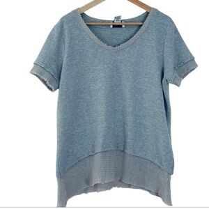 Peck & Peck T Shirt Top Womens Size L Gray Round Neck Short Sleeve